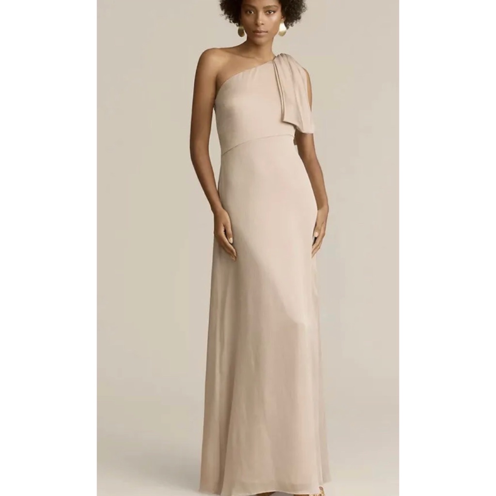 Bhldn Sachin & Babi Chelsea One Shoulder Bow Gown In Neutral 8